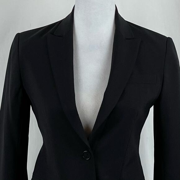 Theory Black Smooth Wool Academia Office Neutral Blazer Jacket NWOT Size 0 - Picture 4 of 14
